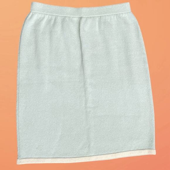 ST. JOHN COLLECTION by Marie Green Cream Vintage 80s Size 6 M Sweater Knit Skirt - Picture 3 of 10